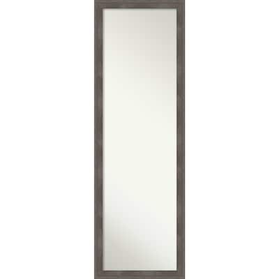 Non-Beveled Wood Full Length On The Door Mirror - Pinstripe Lead Frame - Pinstripe Lead Grey - Outer Size: 17 x 51 in