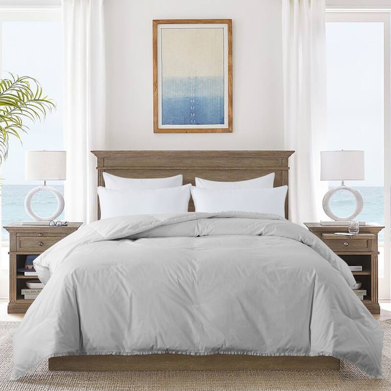 Ruffled Edge Down Comforter - Full/Queen - Grey
