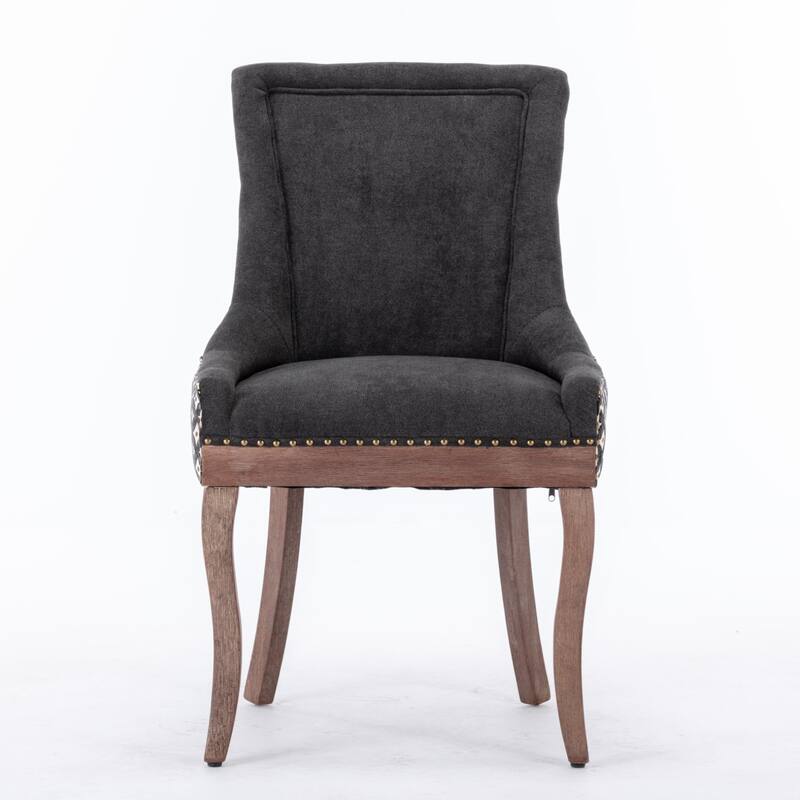 Roomfitters Fabric Dining Chairs Set of 2, Upholstered Side Chairs with Nailhead Trim and Solid Wood Legs