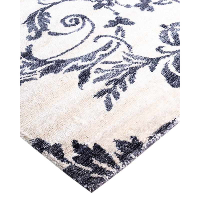 Modern One-of-a-Kind Hand-Knotted Area Rug, Blue - 9' 3" x 12' 4"