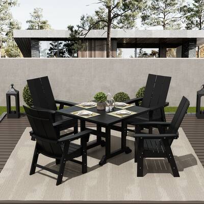 Shoreside 5-Piece Square Poly Eco-Friendly All Weather Outdoor Dining Set with Armchairs