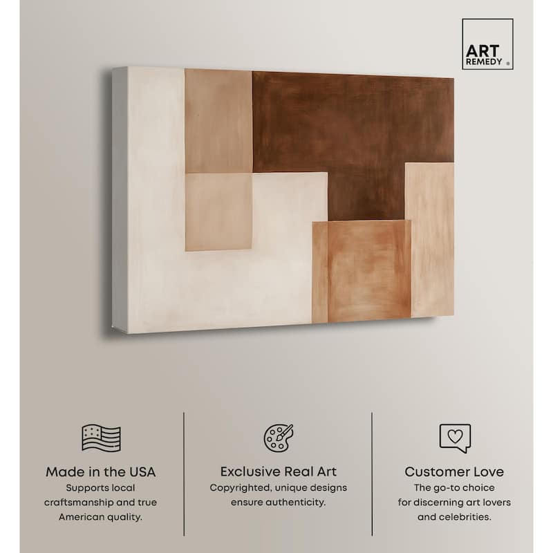 Cream and Brown Panels II Canvas by Art Remedy, Gallery Wrapped