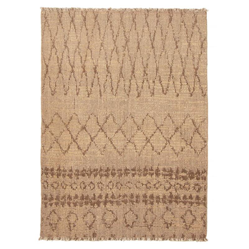 ECARPETGALLERY Flat-Weave Ankara FW Taupe Wool Tapestry Kilim - 4'8 x 6'9 - Taupe - 4'8 x 6'9