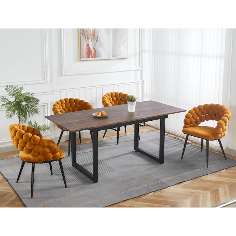 Extendable Square Dining Table for 6-8 Person, Kitchen Table with MDF Top & Metal Legs, Perfect for Garthering Family Party