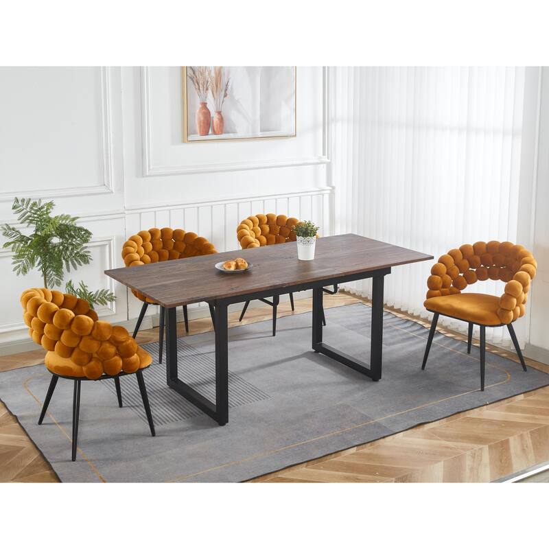 Square Extendable Dining Table with metal leg, Modern Space Saving Kitchen Table for Living Room