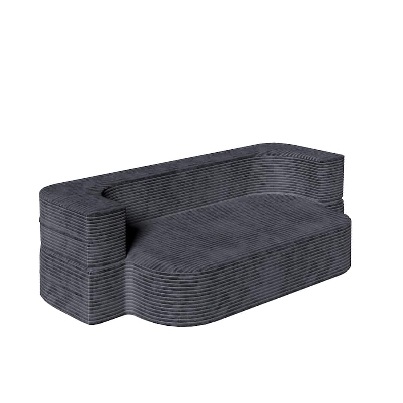 78.7" Modern Convertible Corduroy Sofa Bed with 2 Pillows, Floor Deep Seat Sleeper Couch, Foldable 2-in-1 Sofa for Living Room