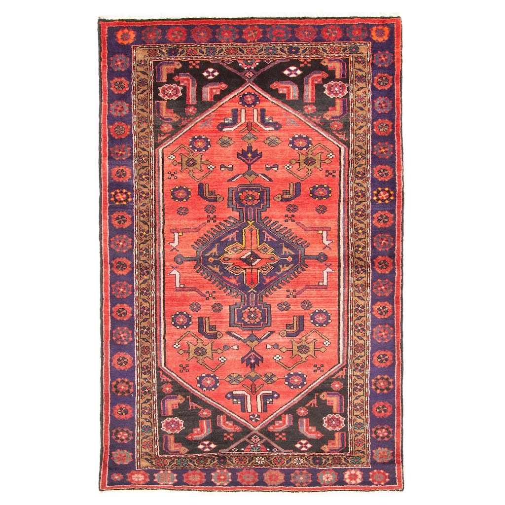 ECARPETGALLERY Hand-knotted Andelz Red Wool Rug - 4'3 x 6'9