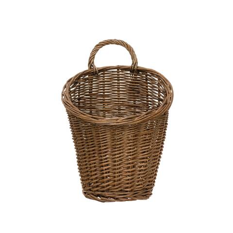 Rattan Wall Basket with Handle - 9.9"L x 9.9"W x 14.8"H