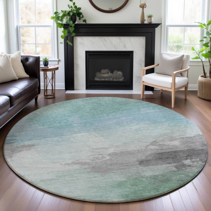 Premium Washable Super Soft Abstract Ombre Mayfield Rug - Seafoam - 8' x 8'