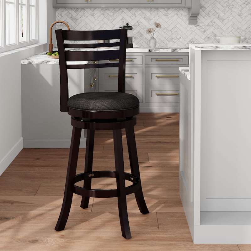 30" Bar Height Slat Back Swivel Stool