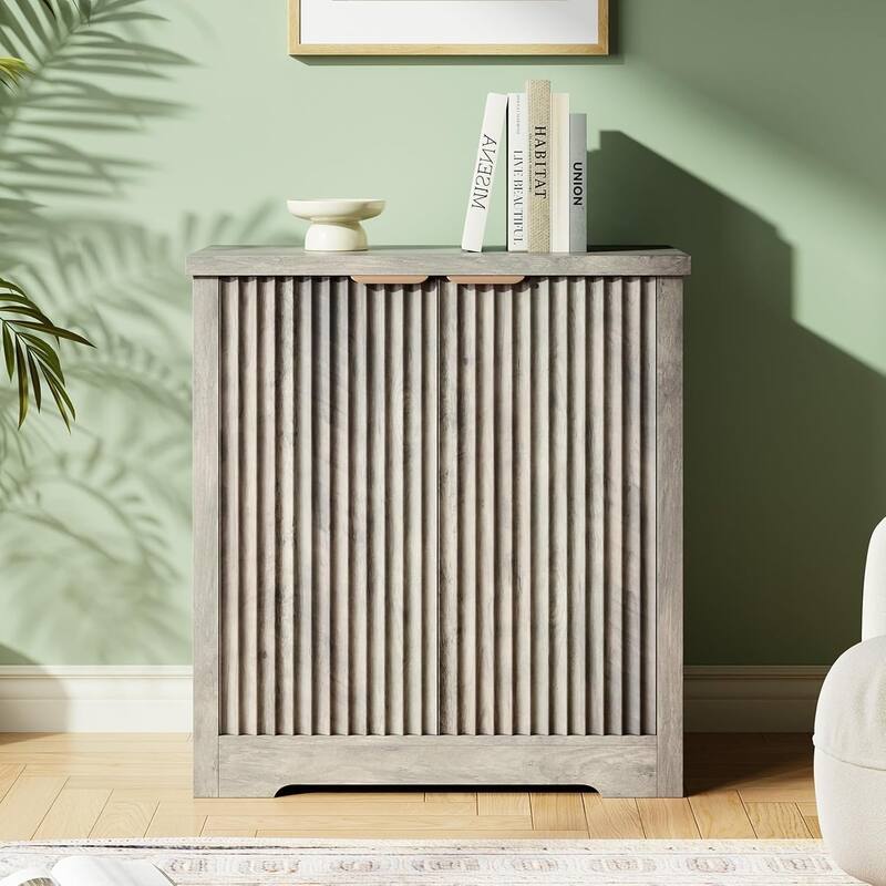 Fluted Buffet Sideboard Cabinet with Doors & Shelves