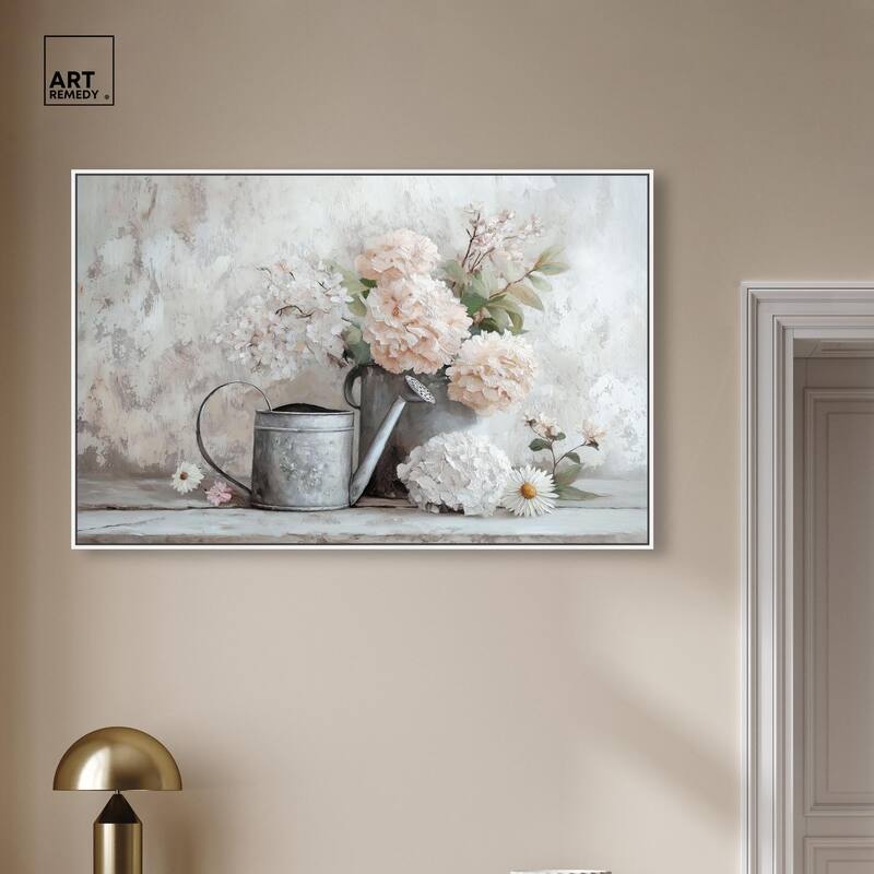 Can and White Blooms Canvas by Art Remedy