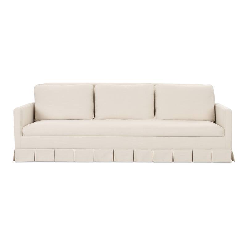NADAAL STUDIOS Norex Pellicano Sofa, Box Pleat Skirt, Performance Linen Blend, Feather-Filled Cushions, Cream - Cream