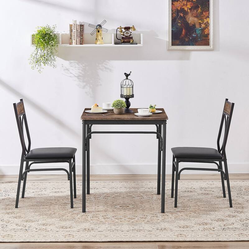 VECELO Bistro Kitchen Dining Table and Chair Set of 2 or 4, Dining Sets (3PCS/5PCS)