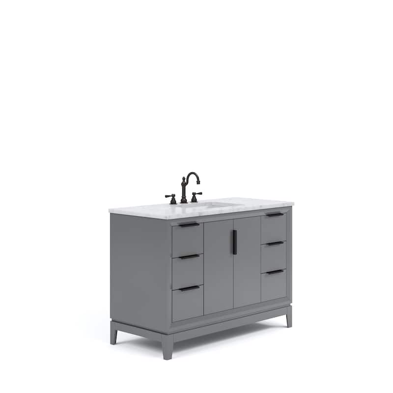 Elizabeth 48" Carrara White Marble Bathroom Vanity with Faucet