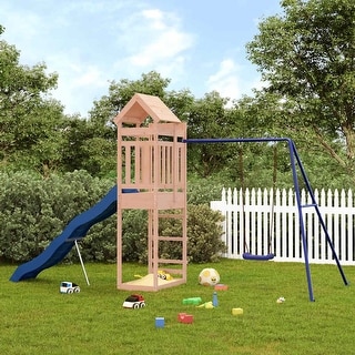 vidaXL Swing Set Outdoor Backyard Wooden Playground Equipment for Kids Age 3-8