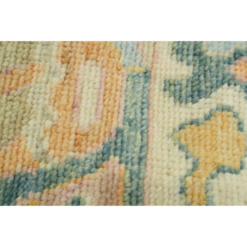 Vegetable Dye Wool Oushak Turkish Area Rug, Medallion Geometric Carpet - 12' 1'' X 9' 0''