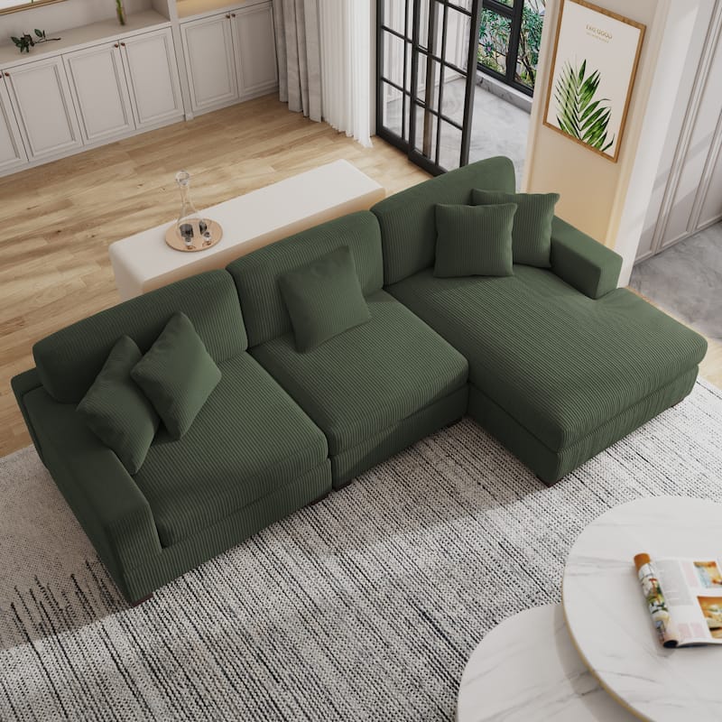 Oversized Modular Sectional Sofa Set with Pillows for Living Room - Green/Armchair&Chaise&Armless