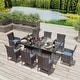 preview thumbnail 28 of 52, Kullavik Outdoor Dining Set, Rattan Patio Furniture Dining Table & Chairs 10Pcs NavyBlue