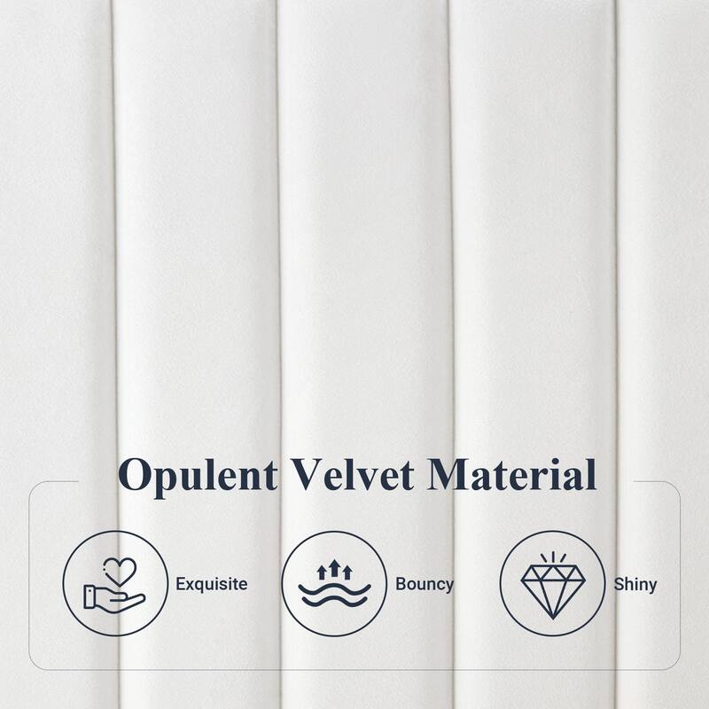 King Bed Frame, Velvet Upholstered Platform Bed with Vertical Channel Tufted Headboard, Mattress Foundation with Wooden Slats