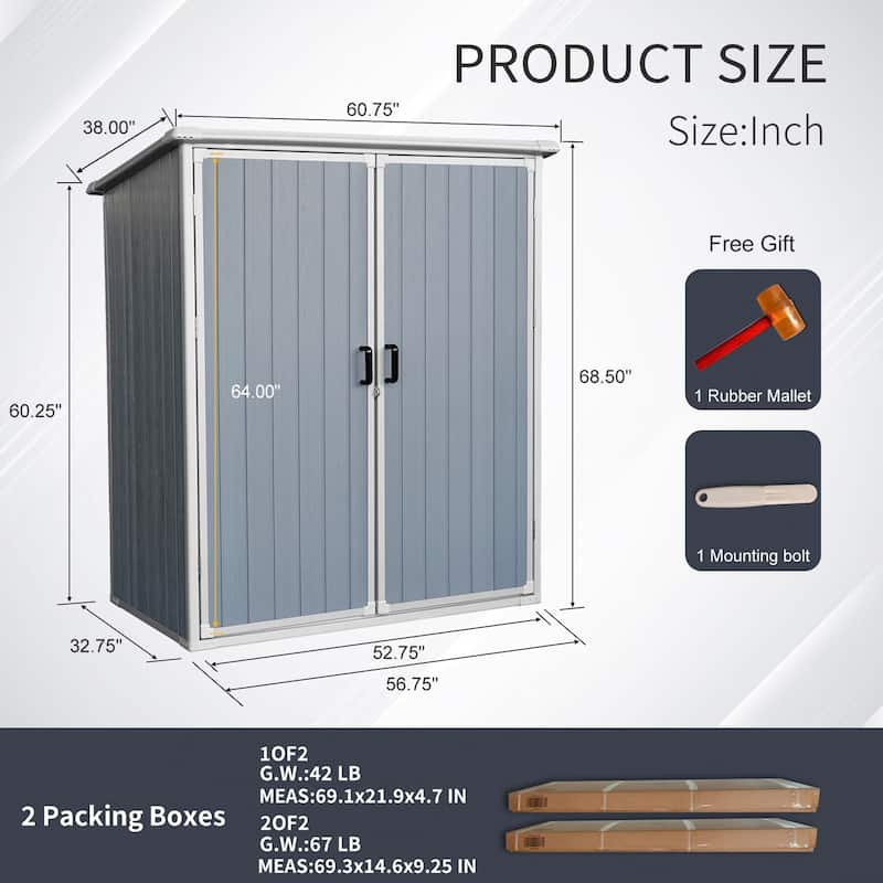 Installed 5 ft. W x 3 ft. D Plastic Shed with Lockable Doors (15 sq. ft.)