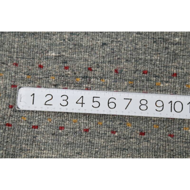 Striped Gabbeh Oriental Runner Rug Hand-Knotted Grey Wool Carpet - 2'3"x 9'7"