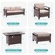 preview thumbnail 9 of 31, Bonosuki 8 Pieces Patio Sofa with Rectangle Fire Pit Table and Ottomans, All-Weather PE Rattan Wicker Sofa with Cushion, Gray