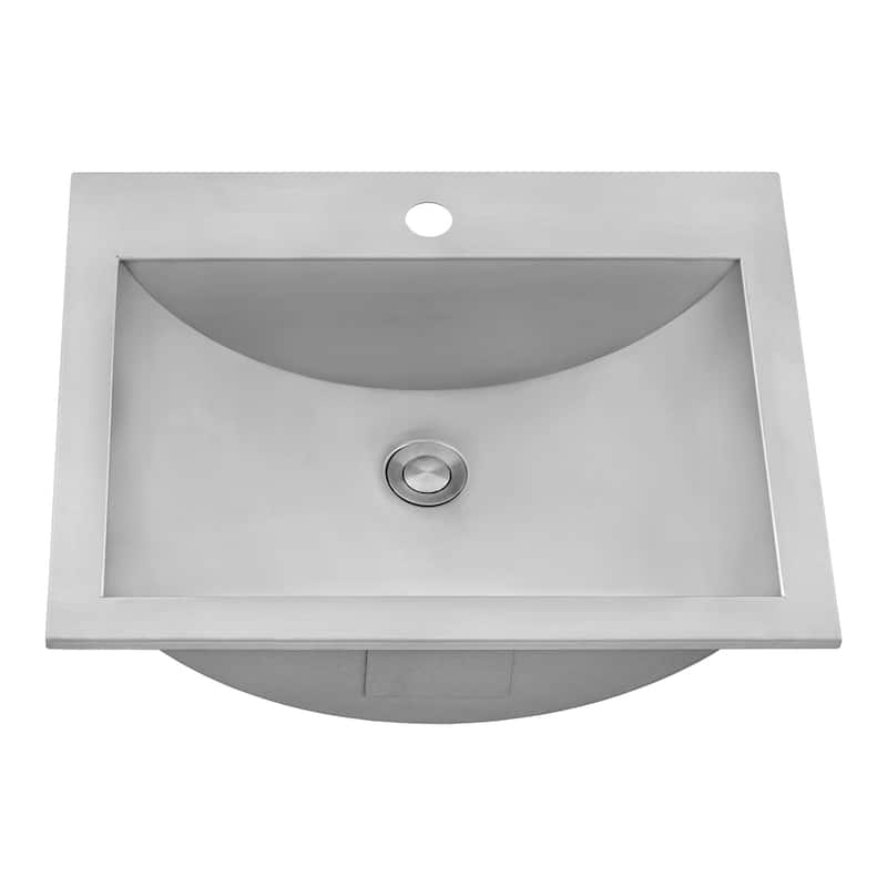 Ruvati 21 x 17 inch Drop-in Topmount Bathroom Sink Brushed Stainless Steel - 21 x 17 - 21 x 17