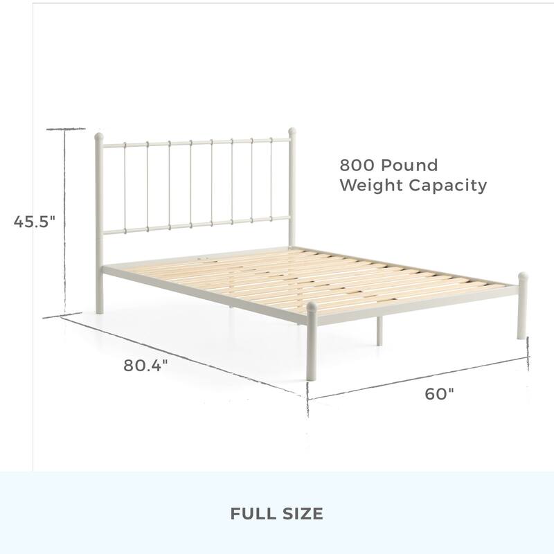 Brookside Phoebe Metal Platform Bed with Vertical Bar Metal Headboard and Round Accents