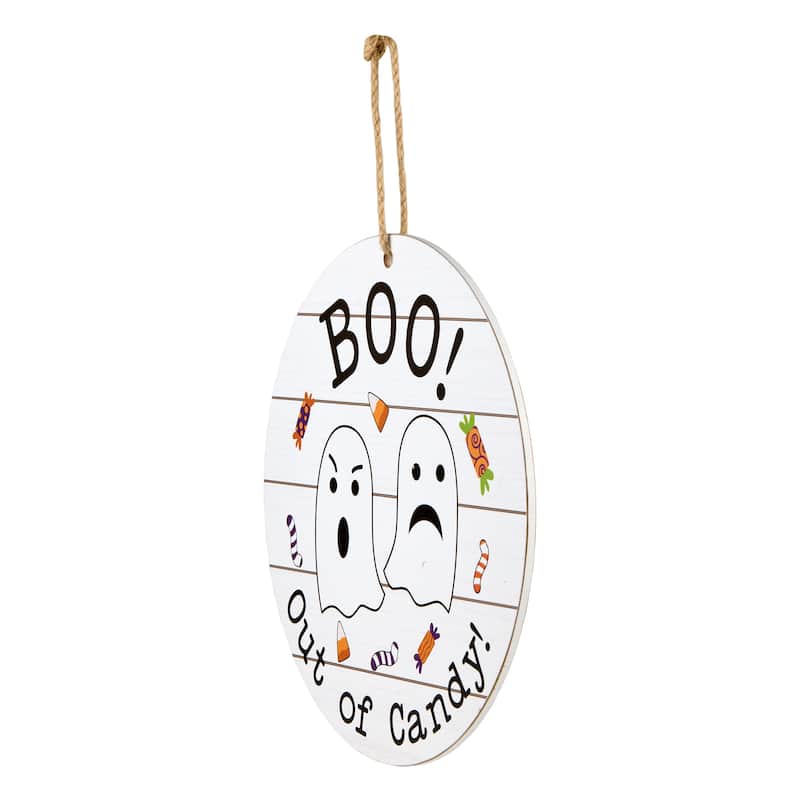 National Tree Company 11" Halloween Hanging Sign, Double Sided "Trick or Treat" and "Out of Candy" - 11 in