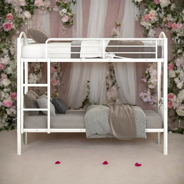 slide 2 of 18, 2 In 1 Multifunction Twin Over Twin Metal Bunk Bed With Trundle White