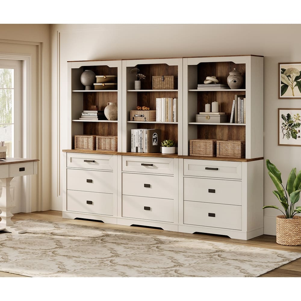 3 Tier Bookcase with Drawer,73.3" Tall Floor Standing Bookshelf