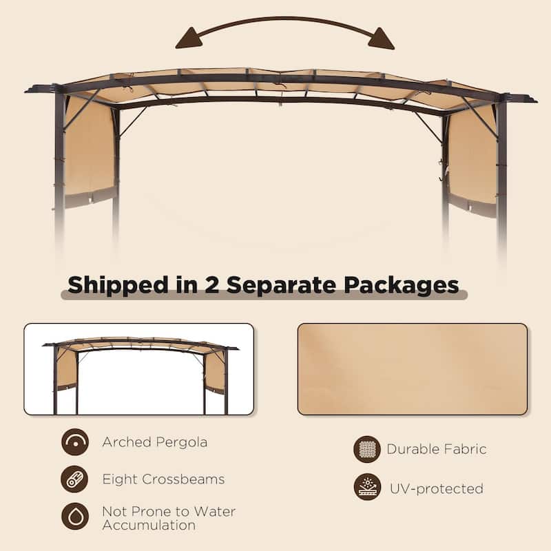 AECOJOY 12 x 9 Ft Outdoor Pergolas and Gazebos w/ Retractable Pergola - 12ft X 9ft