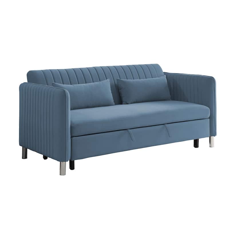 Cole Blue Velvet Convertible Studio Sofa Bed