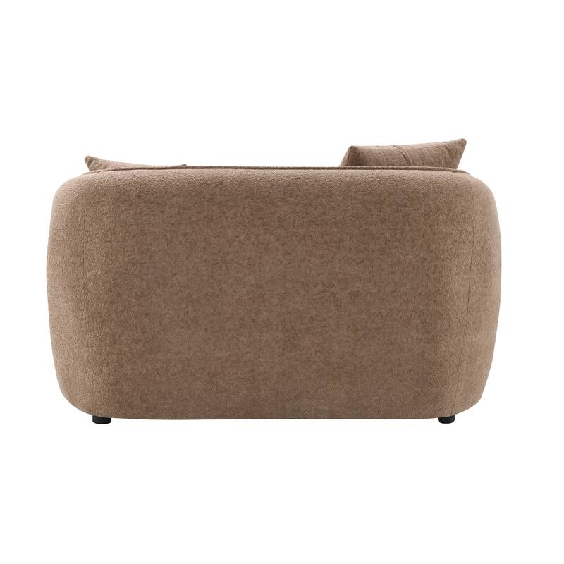 Brown Chenille Loveseat With 2 Matching Color Toss Pillows