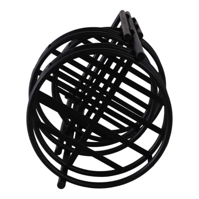 Metal Plant Stand 3-Tier Round Grid Design Powder-Coated - 22" Black - 10" x 10" x 22"