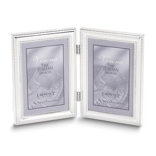 Curata Silver-Plated Portrait Hinged Beaded Double 5x7 Photo Frame ...