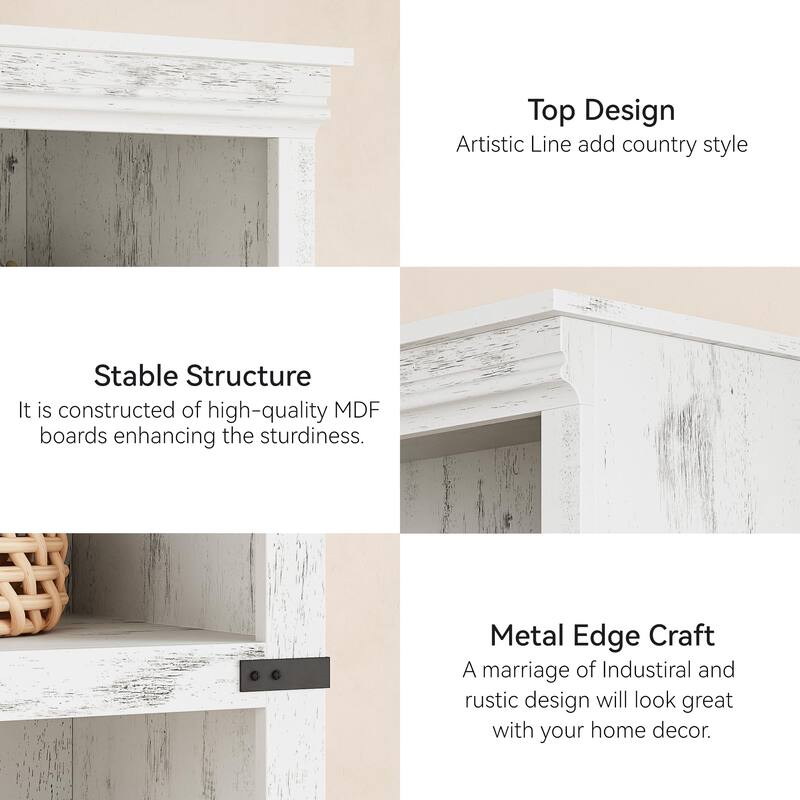 67.4" Tall Farmhouse 5-Tier Bookcase for Home Office