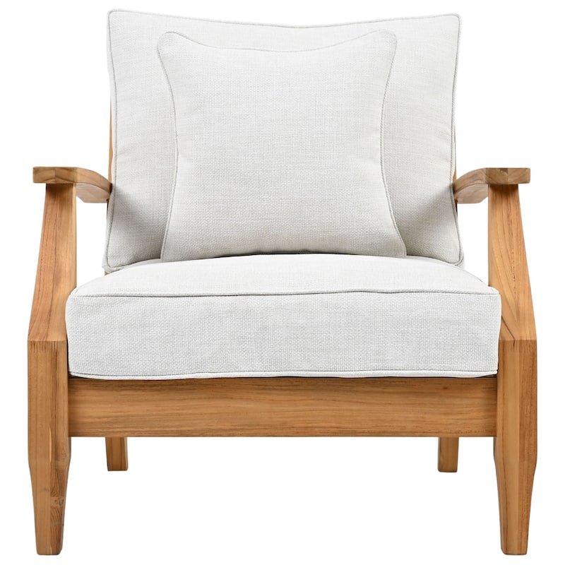 SAFAVIEH Couture Freida Wood Patio Arm Chair - 31.4" W x 35.6" L x 32.6" H - 31"W x 36"D x 33"H
