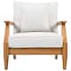 SAFAVIEH Couture Freida Wood Patio Arm Chair - 31.4" W x 35.6" L x 32.6" H - 31"W x 36"D x 33"H