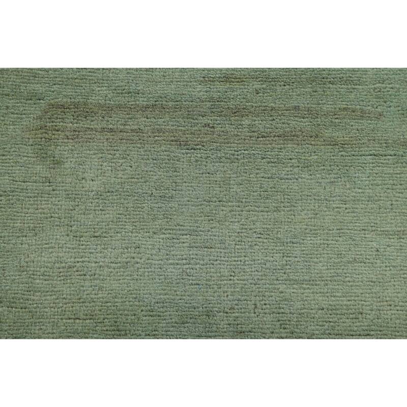 Green Gabbeh Modern Foyer Rug Handmade Wool Carpet - 3'6"x 4'8"