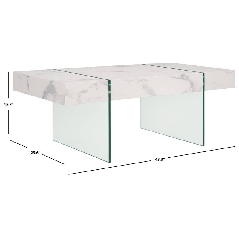 SAFAVIEH Pluma Glass Leg Rectangular Coffee Table - 43.3" W x 23.6" L x 15.7" H - 43Wx24Dx16H