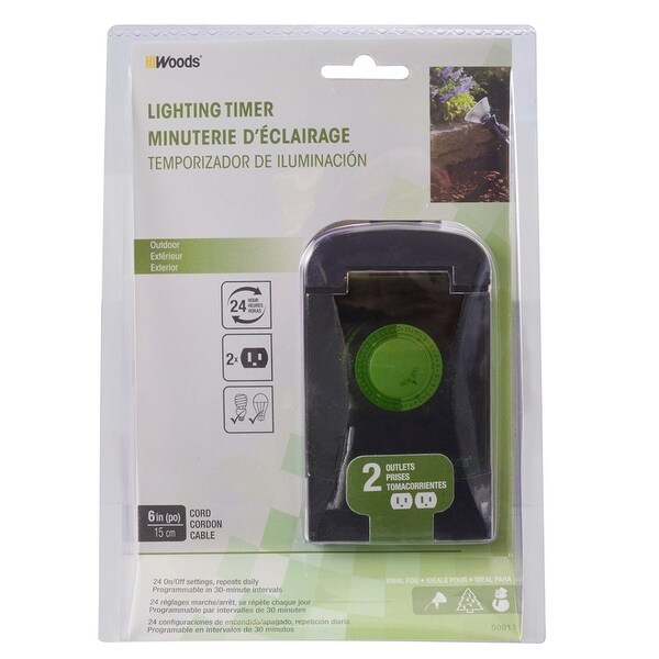 Woods 50011 Outdoor 24-Hour Mechanical Outlet Programmable Timer