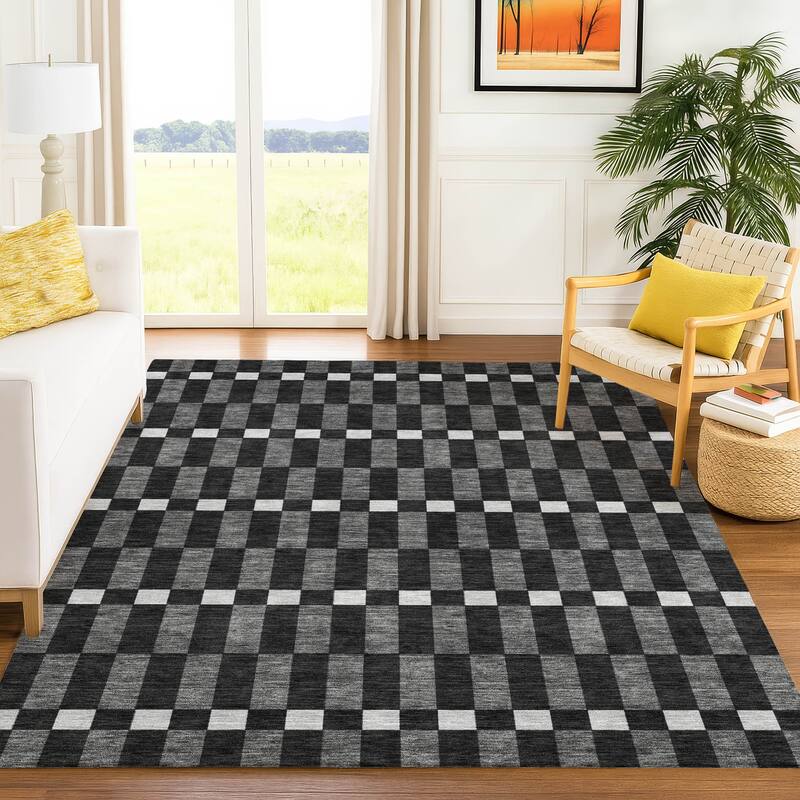 Machine Washable Indoor/ Outdoor Modern Augusta Chantille Rug