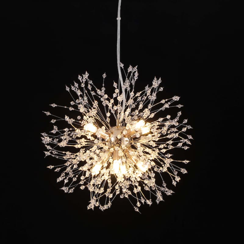 8-Light Modern Luxurious Sputnik Starburst Sphere Pendant Starburst Crystal Chandelier