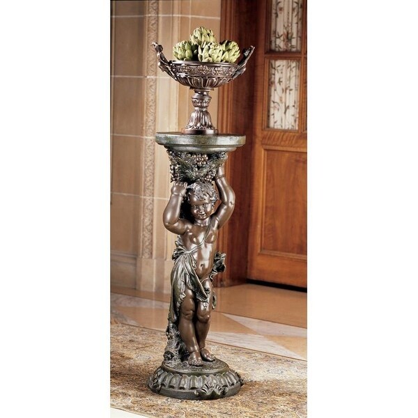 Design Toscano Sous la Vigne Faux Bronze Pedestal: Set of Two
