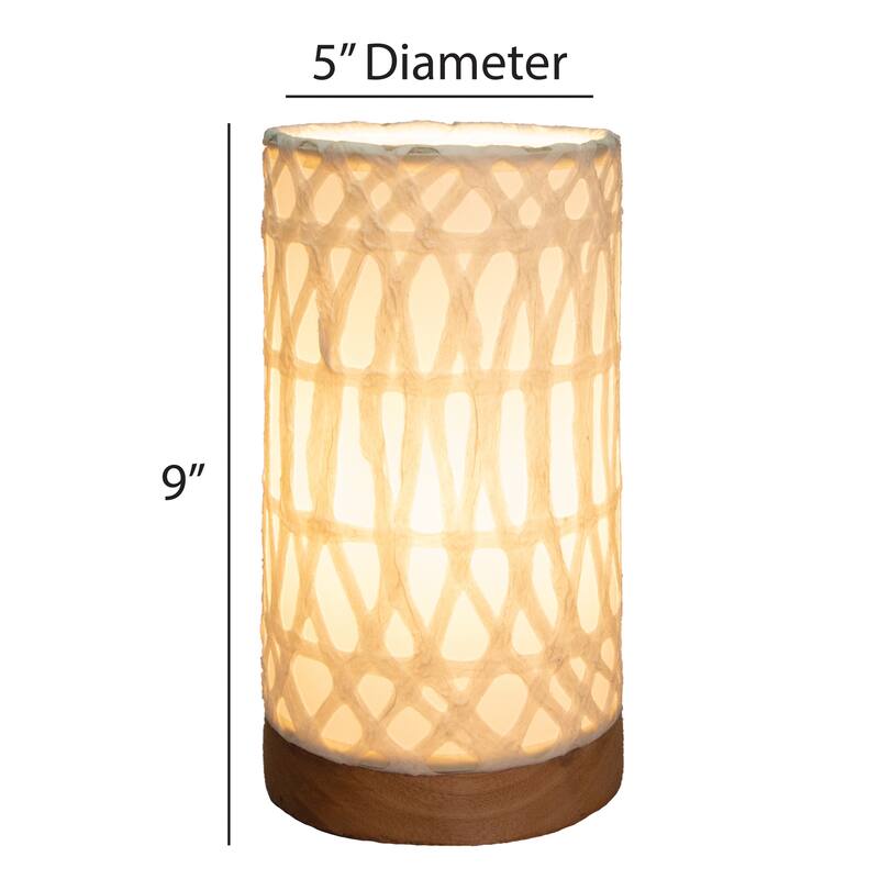 Eangee Handmade Mini Paper Cylinder Table Lamp, Handmade Paper Shade, Arches, 5 x 5 x 9 in.