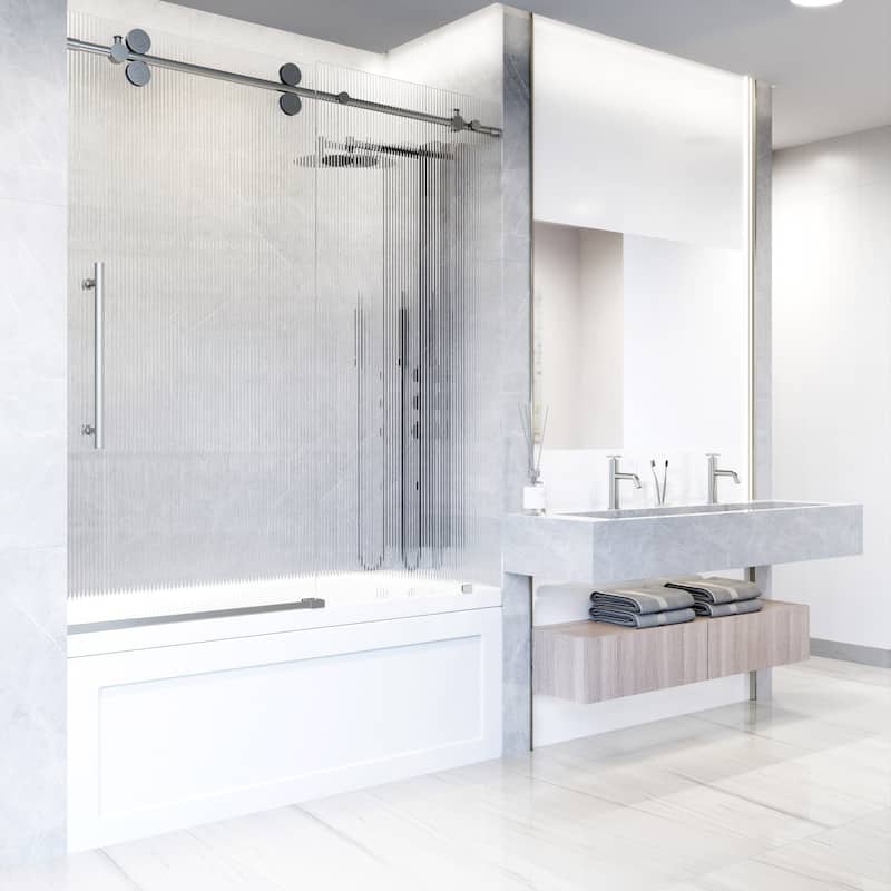 VIGO Elan 56" to 60" W x 66" H Frameless Sliding Tub Door