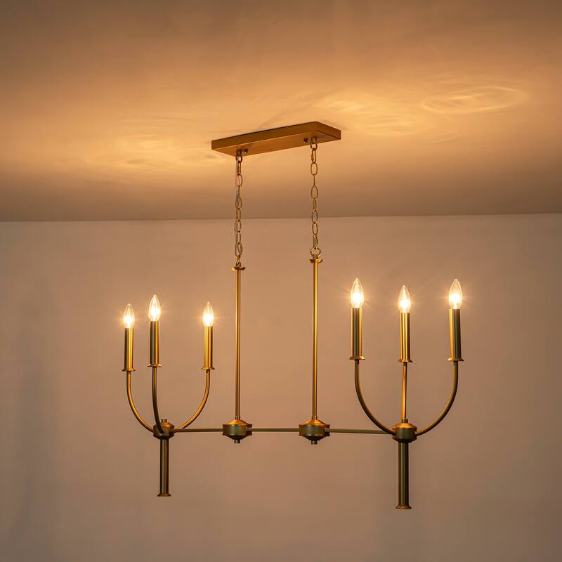 6-Light Farmhouse Large Candle Style Chandelier for Dining Room - W43.3"
