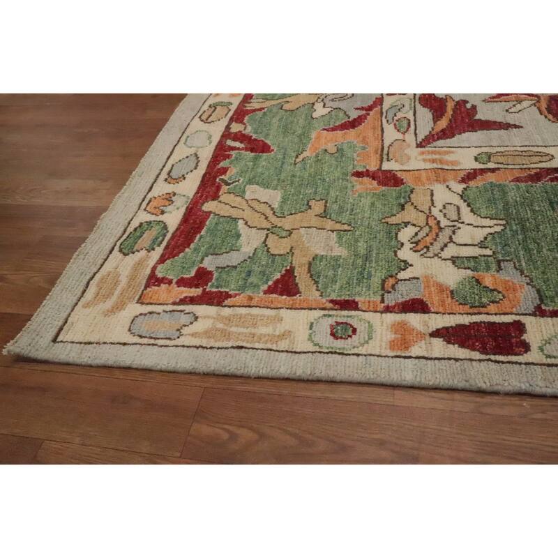Hand Knotted Oriental 100% Wool Carpet Transitional Floral Beige & Ivories Oushak Area Rug - 14' 4'' X 10' 1''